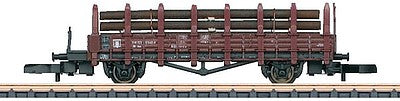 Marklin 80727 Z Scale Type Kklm 431 Stake Flatcar w/Pipe Load - Ready to Run -- German Federal Railroad DB (Era IV, Boxcar Red)