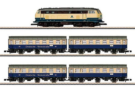 Marklin 81306 Z Scale German Wine Road Train-Only Set - Standard DC -- Class 218.4 Diesel, 2 Type WG3yge-WG3yge Cars, German Federal Railroad DB (E