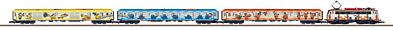 Marklin 81442 Z Scale German DB AG Mouse Show Train-Only Set - Ready to Run -- Class 110.3 Electric Loco, 3 Cars (1996 Scheme, Mouse Show Graphics)