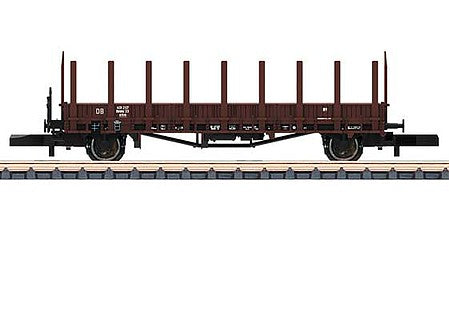 Marklin 82131 Z Scale Type Rmms 33 Stake Flatcar - Ready to Run -- German Federal Railroad (Era III, Boxcar Red)
