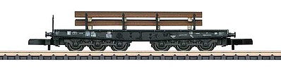 Marklin 82341 Z Scale Type SSym 46 Heavy-Duty Flatcar with Load - Ready to Run -- German Federal Railroad DB (Era III, black)