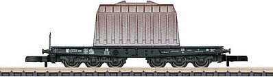 Marklin 82342 Z Scale Type SSym 46 Heavy-Duty Flatcar with Covered Load - Ready to Run -- German Federal Railroad DB (Era III, black)