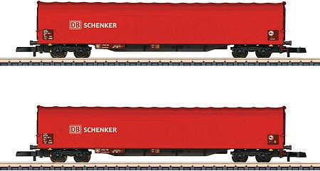 Marklin 82426 Z Scale Type Rils 652 Sliding Tarp Car 2-Pack - Ready to Run -- German Federal Railroad DB (Era IV, red, white)