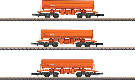 Marklin 82435 Z Scale Type Eamos Dump Car 3-Pack - Ready to Run -- RTS Rail Transport Service (Era VI, orange)