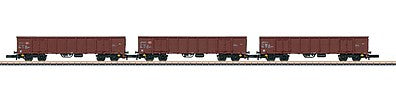 Marklin 82541 Z Scale Type Eanos-x 052 4-Axle Gondola 3-Pack - Ready to Run -- German Railroad DB AG (Era V, Boxcar Red)