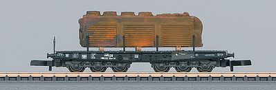 Marklin 82702 Z Scale Class SSym 46 Heavy-Duty Flatcar w/Load - Ready to Run -- German Federal Railroad DB (Era III, black, Weathered), Air Conditioner Load