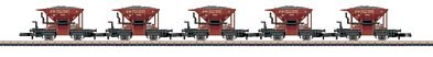 Marklin 86244 Z Scale Talbot Ballast Car w/Real Ballast Load 5-Pack - Ready to Run -- German Federal Railroad DB (Era II-V, brown)