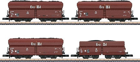 Marklin 86307 Z Scale Type OOtz 43 and 3 Type 50 Hopper with Load Set - Ready to Run - Exclusiv -- German Federal Railroad DB (Era III, Boxcar Red)