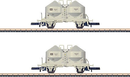 Marklin 86665 Z Scale Type Ucs 908 Silo Car 2-Pack - Ready to Run -- German Federal Railroad DB (Era IV, gray)
