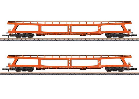 Marklin 87095 Z Scale Type DDm 915 Auto Transport Car 2-Pack - Ready to Run -- Austrian Federal Railways OBB (Era IV, orange)