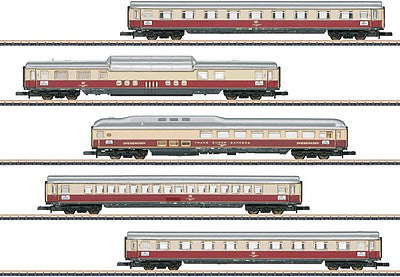 Marklin 87269 Z Scale Rheingold 5-Car Passenger Set -- German Federal Railroad DB (Era III, red, ivory)