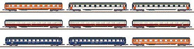 Marklin 87409 Z Scale Eurofima Passenger 9-Car Display - Exclusiv -- 9 Different Cars