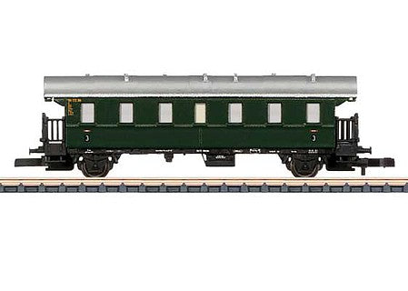 Marklin 87511 Z Scale Type Bi 2nd Class "Thunder Box" Coach - Ready to Run -- German Federal Railroad 1 (Era IIIa, green, silver)
