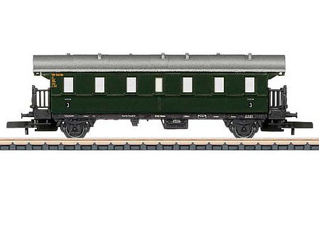 Marklin 87512 Z Scale Type Bi 2nd Class "Thunder Box" Coach - Ready to Run -- German Federal Railroad 2 (Era IIIa, green, silver)