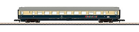Marklin 87591 Z Scale Type Bpmz 291.2 2nd Class Coach - 3-Rail - Ready to Run -- German Federal Railroad DB (Era IV 1988, ocean blue, ivory, Kinderland Car)