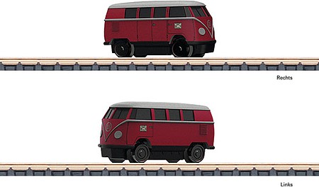 Marklin 88025 Z Scale Class KLV Volkswagen T1 Inspection Van - Standard DC -- German Federal Railroad DB (Era III, red, silver)