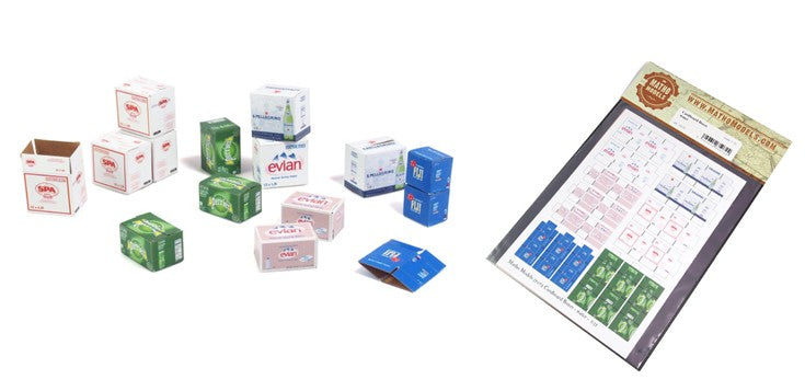 Matho Models 35072 1/35 Cardboard Boxes Water Printed Paper (Evian, Fiji, Perrier, SPA, S.Pellegrino) (30)