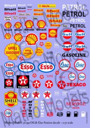 Matho Models 35099 1/35 Oil & Gas Station Decals (Various Brands)