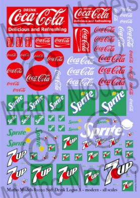 Matho Models 80020 Multi-Scale Modern Soft Drink Logos Decal (Coca-Cola, Sprite, 7UP)