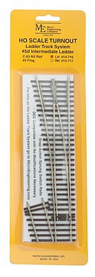 Micro Engineering 14716 HO Scale Code 83 Ladder Track System Turnout -- #5d Left-Hand Intermediate Ladder