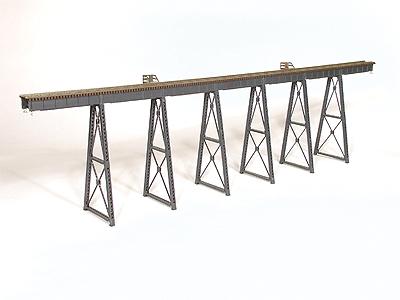 Micro Engineering 75550 HO Scale 210' Tall Steel Viaduct, Low Bridge w/Bents -- 7 30' Spans, 6 1,2,or 3-Story Bents, 29"L x 10 5/8", 7 1/2" or 4 1/4" H