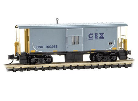 Micro Trains Line 13000041 N Scale Steel Bay Window Caboose - Ready to Run -- CSX 903968 (gray, yellow, blue)