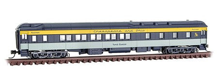 Micro Trains Line 14100410 N Scale Pullman Heavyweight 10-1-2 Sleeper - Ready to Run -- Chesapeake & Ohio "Fort Eustis" (blue, gray, yellow)