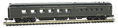 Micro Trains Line 14600390 N Scale Heavyweight Diner - Ready to Run -- Denver & Rio Grande Western Pikes Peak (Pullman Green, black)