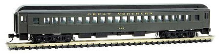 Micro Trains Line 16000020 N Scale 78' Heavyweight Single-Window Coach - Ready to Run -- Great Northern 969 (Pullman Green, black)