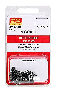 Micro Trains Line 302022 N Scale Bettendorf Trucks -- Medium Talgo w/Coupler 1 Pair
