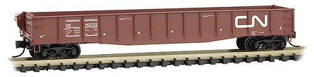 Micro Trains Line 4600470 N Scale 50' Gondola with Fishbelly Sides & Drop-Ends - Ready to Run -- Canadian National 143722 (Boxcar Red, white, Noodle Logo)
