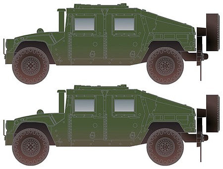 Micro Trains Line 49944002 N Scale Humvee(R) Military Vehicle 2-Pack - Assembled -- Olive Drab (weathered)