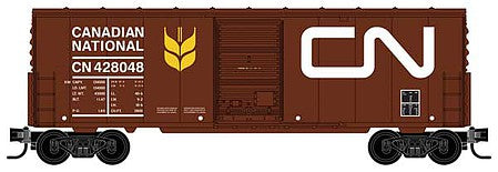Micro Trains Line 50300211 Z Scale 40' Single-Door Boxcar No Roofwalk - Ready to Run -- Canadian National 428048 (Boxcar red, white, Noodle Logo, yellow Wheat Sheaf