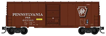 Micro Trains Line 50300231 Z Scale 40' Single-Door Boxcar No Roofwalk - Ready to Run -- Pennsylvania Railroad 605360 (Tuscan, Shadow Keystone)