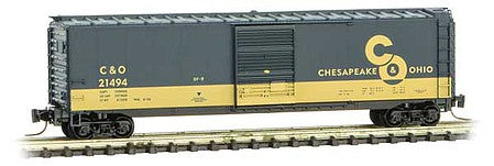 Micro Trains Line 50500426 Z Scale 50' Single-Door Boxcar - Ready to Run -- Chesapeake & Ohio 21290 (blue, yellow, Chessie Route Slogan, Cameo Series 6)