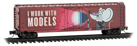 Micro Trains Line 50700690 Z Scale 50' Plug-Door Boxcar - Ready to Run -- Valentines Day 2021 (red, pink, Micro Mouse I Work with Models)