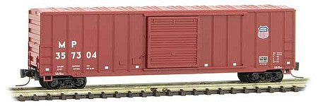 Micro Trains Line 51000451 Z Scale 50' Rib-Side Single-Door Boxcar No Roofwalk - Ready to Run -- Union Pacific MP 357304 (Boxcar Red, Shield Logo, white conspicuity marks)