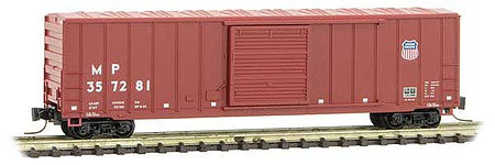 Micro Trains Line 51000452 Z Scale 50' Rib-Side Single-Door Boxcar No Roofwalk - Ready to Run -- Union Pacific MP 357281 (Boxcar Red, Shield Logo, white conspicuity marks)