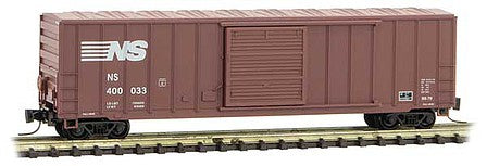 Micro Trains Line 51000462 Z Scale 50' Rib-Side Single-Door Boxcar No Roofwalk - Ready to Run -- Norfolk Southern 400033 (Boxcar Red, Shield Logo, white conspicuity marks)