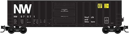 Micro Trains Line 51000481 Z Scale 50' Rib-Side Single-Door Boxcar No Roofwalk - Ready to Run -- Norfolk & Western 57571 (black, white NW)