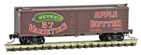 Micro Trains Line 51800530 Z Scale 40' Wood-Sheathed Ice Reefer - Ready to Run -- Heinz 394 (Boxcar Red, red, Billboard 57, green, Apple Butter, Series Car 8)