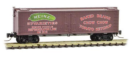 Micro Trains Line 51800540 Z Scale 40' Wood-Sheathed Ice Reefer - Ready to Run -- Heinz 312 (Boxcar Red, red, Billboard 57, green, Chow Chow, Series Car 9)