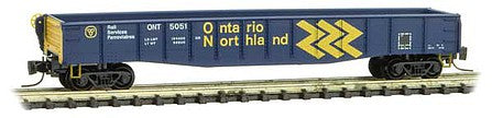 Micro Trains Line 52200351 Z Scale 50' Fishbelly Drop-End Gondola - Ready to Run -- Ontario Northland 5051 (blue, yellow, Chevron Logo)