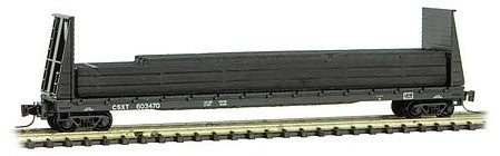 Micro Trains Line 52700182 Z Scale 60' Bulkhead Flatcar with Steel Beam Load - Ready to Run -- CSX 603478 (black)