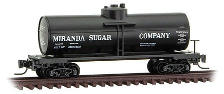 Micro Trains Line 53000520 Z Scale 39' Single-Dome Tank Car - Ready to Run -- Miranda Sugar 1 (black, Sweet Liquid Car 4)