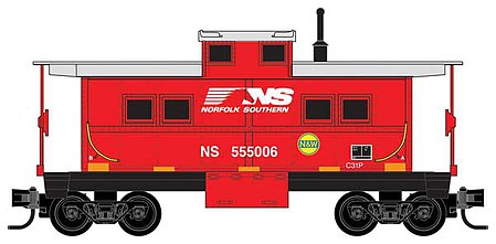 Micro Trains Line 53500440 Z Scale Steel Center-Cupola Caboose - Ready to Run -- Norfolk Southern 555006 (red, silver, N&W Hamburger Logo, Horse Head Logo)