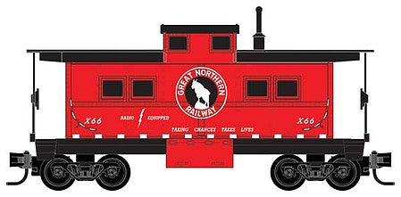 Micro Trains Line 53500450 Z Scale Steel Center-Cupola Caboose - Ready to Run -- Great Northern X66 (red, black, Rocky Logo)