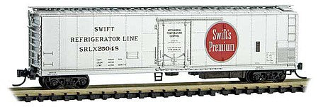 Micro Trains Line 6900240 N Scale 51' 3-3/4" Riveted-Side Mechanical Reefer - Ready to Run -- Swift Refrigerator Line SRLX 25048 (silver, red)