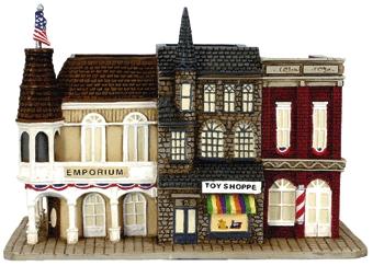 Micro Trains Line 96007025 N Scale Micro-Seasons(R) Liberty Town USA Main Street #2, Emporium, Toy Shop, Barber -- 5-3/4 x 3-1/2 x 3-1/2"