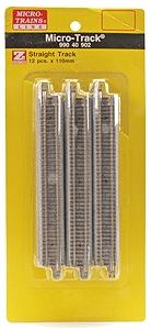 Micro Trains Line 99040902 Z Scale Micro-Track Code 55 Nickel Silver Rails w/Dual Joining System (DJS)(TM) -- 4-11/32" 110mm Straight Track pkg(12)